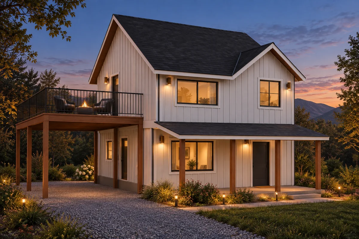 Cedar Vale Porch at dusk